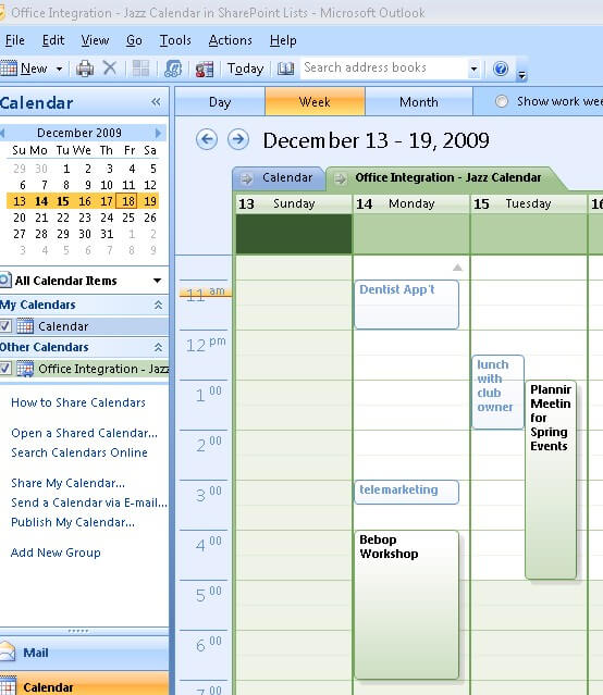 SharePoint calendar integration with Outlook